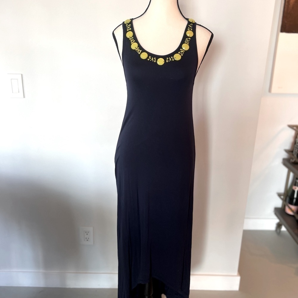 Navy Kensie Dress with Yellow Beading